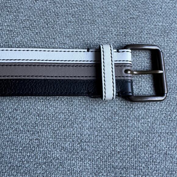 Tomas Maier Leather Belt Black Taupe Cream Women\'s 30\